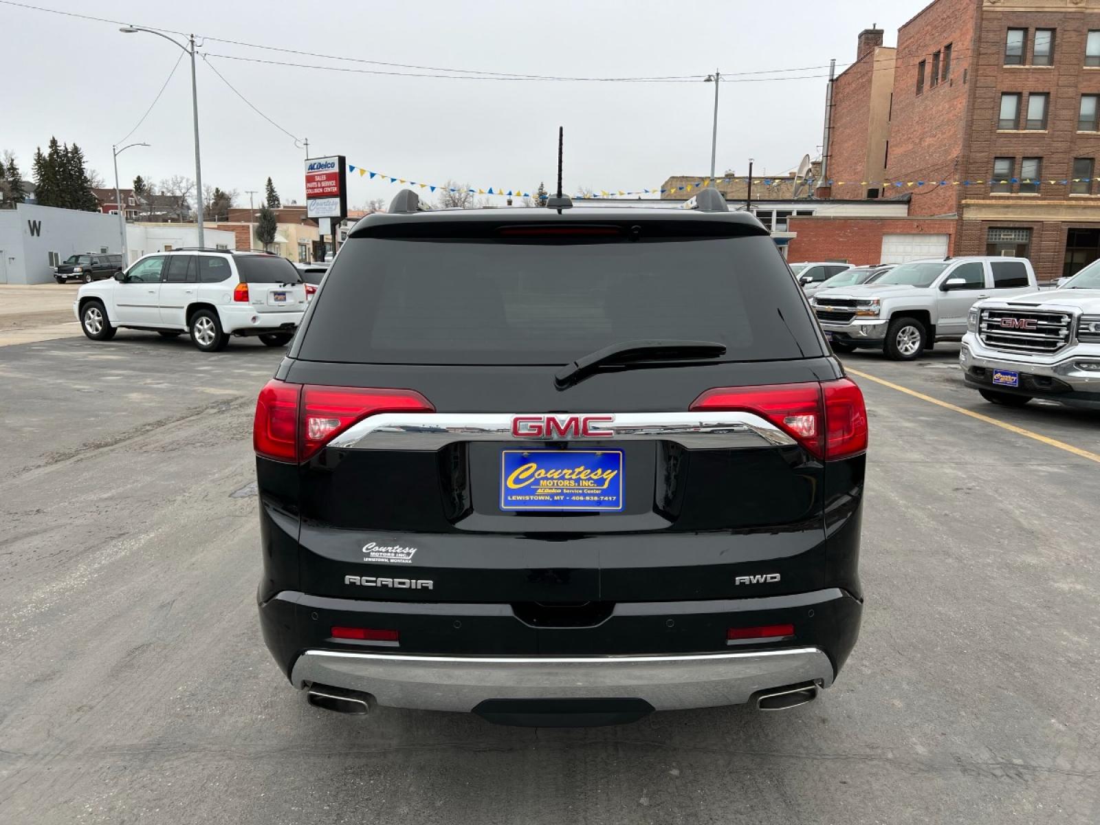 2018 Black /Tan GMC Acadia Denali AWD (1GKKNXLS3JZ) with an 3.6L V6 DOHC 24V engine, 6A transmission, located at 116 5th Avenue South, Lewistown, MT, 59457, 47.063877, -109.427879 - Clean, One Owner Car Fax on this Lease Return 2018 GMC Acadia Denali AWD! With a carlike ride and lighter construction (which allows for downsized, more fuel-efficient engines), large crossovers have largely supplanted traditional sport-utility vehicles. It was only natural that GMC — then know - Photo #3