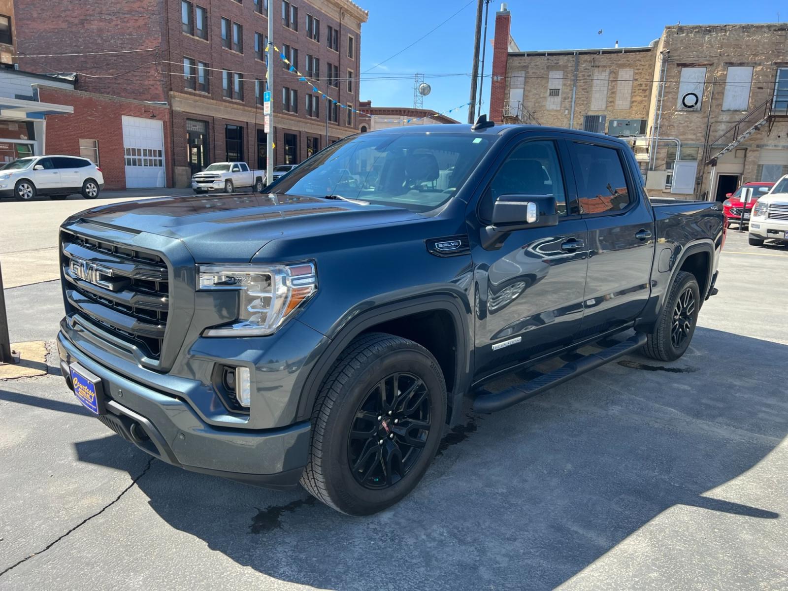 2021 Grey /Black GMC Sierra 1500 Elevation Crew Cab 4WD (3GTU9CED2MG) with an 5.3L V8 OHV 16V engine, 6A transmission, located at 116 5th Avenue South, Lewistown, MT, 59457, 47.063877, -109.427879 - Photo #1
