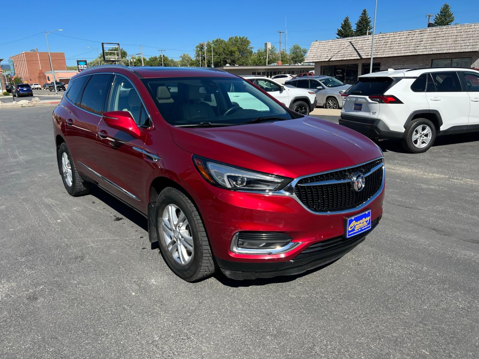 2018 Maroon /Tan Buick Enclave Premium AWD (5GAEVBKW1JJ) with an 3.6L V6 DOHC 24V engine, 9A transmission, located at 116 5th Avenue South, Lewistown, MT, 59457, 47.063877, -109.427879 - Photo #0