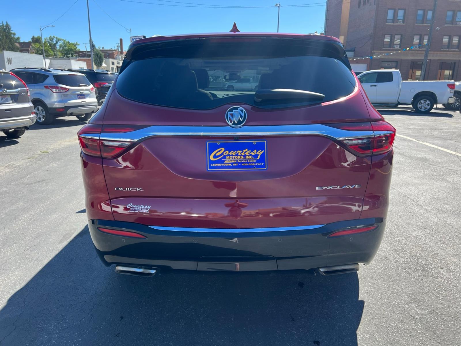 2018 Maroon /Tan Buick Enclave Premium AWD (5GAEVBKW1JJ) with an 3.6L V6 DOHC 24V engine, 9A transmission, located at 116 5th Avenue South, Lewistown, MT, 59457, 47.063877, -109.427879 - Immaculate One Owner Vehicle with Clean Carfax History Discover the perfect combination of luxury, reliability, and performance in our 2018 Buick Enclave Premium AWD. This SUV boasts a single loving owner and a spotless Carfax history, ensuring a worry-free driving experience. Year: 2018 Mode - Photo #3