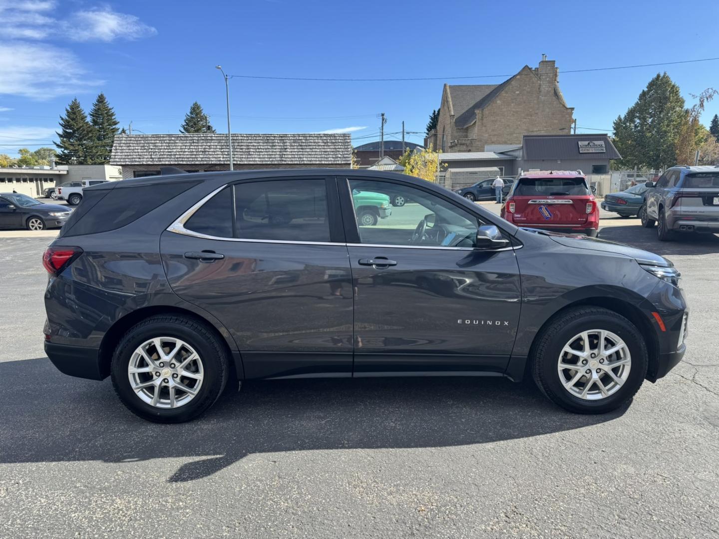 2022 Grey /Charcoal Chevrolet Equinox LT AWD (3GNAXUEV8NS) with an 1.5L L4 DOHC 16V TURBO engine, 6A transmission, located at 116 5th Avenue South, Lewistown, MT, 59457, 47.063877, -109.427879 - For Sale: 2022 Chevrolet Equinox LT AWD – Clean, reliable, and packed with comfort and safety. This all-wheel drive Equinox is equipped with a heated steering wheel and heated front seats, making it perfect for year-round driving comfort. The included safety package offers advanced driver assistan- Photo#1