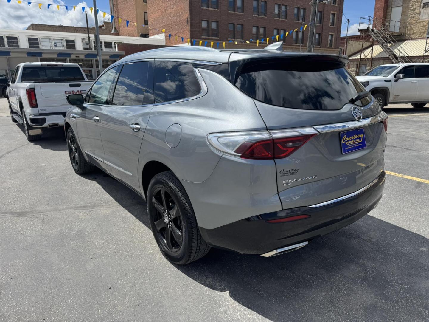 2023 Grey /Grey Buick Enclave Essence AWD (5GAEVAKW8PJ) with an 3.6L V6 DOHC 24V engine, 9A transmission, located at 116 5th Avenue South, Lewistown, MT, 59457, 47.063877, -109.427879 - For sale: 2023 Buick Enclave Essence AWD — a perfect blend of luxury, performance, and practicality. This premium midsize SUV offers a smooth, quiet ride with confident all-wheel drive handling, ideal for all seasons. Powered by a robust 3.6L V6 engine, it delivers strong performance while maintai - Photo#4