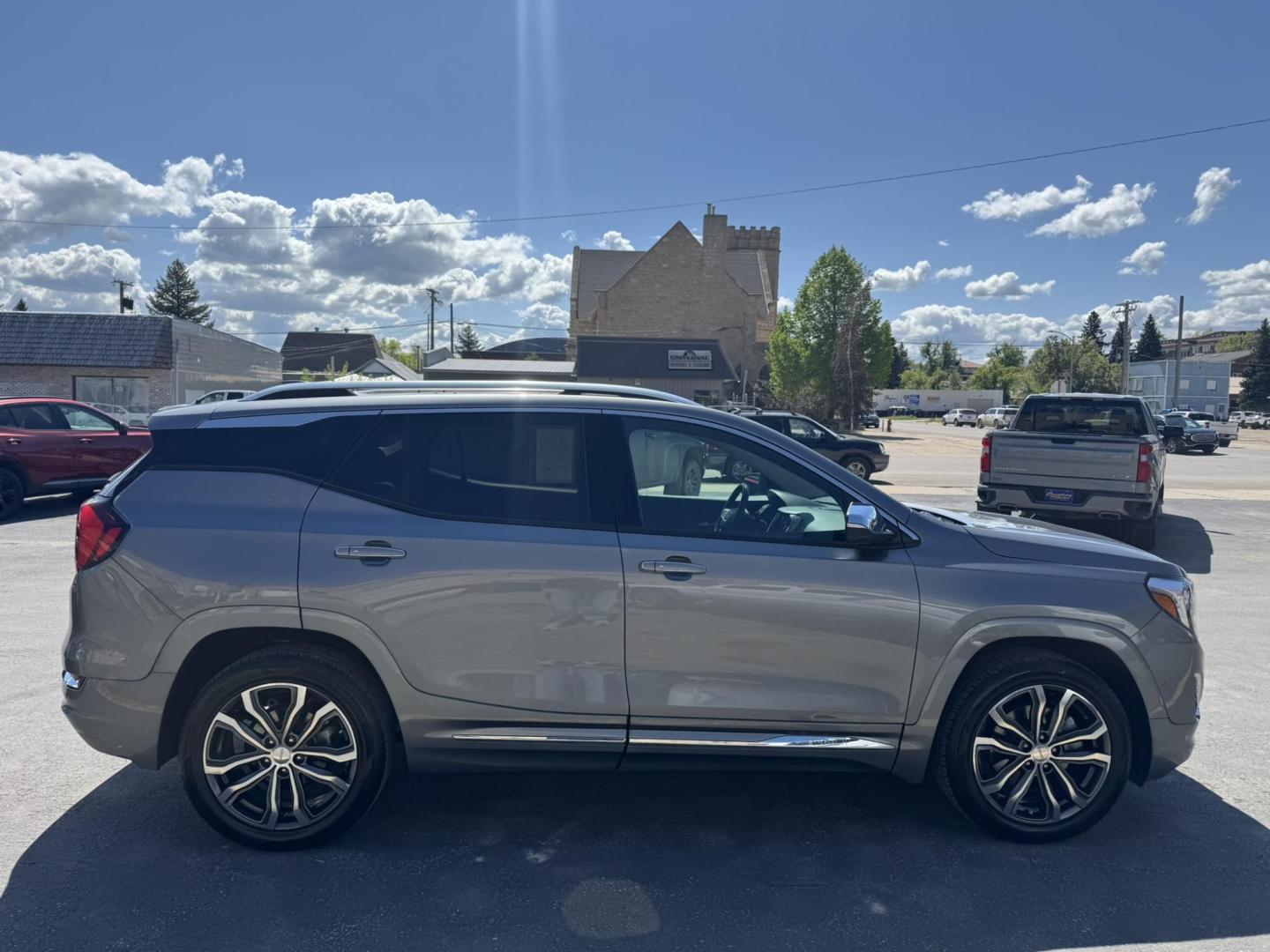 2020 Grey /Black GMC Terrain Denali AWD (3GKALXEX2LL) with an 2.0L L4 DOHC 16V TURBO engine, 6A transmission, located at 116 5th Avenue South, Lewistown, MT, 59457, 47.063877, -109.427879 - Experience the perfect blend of sophistication and capability with the 2020 GMC Terrain Denali AWD. This top-tier compact SUV offers a refined driving experience, advanced technology, and premium comfort features that cater to both daily commutes and weekend adventures. Under the hood, the Terrain - Photo#1