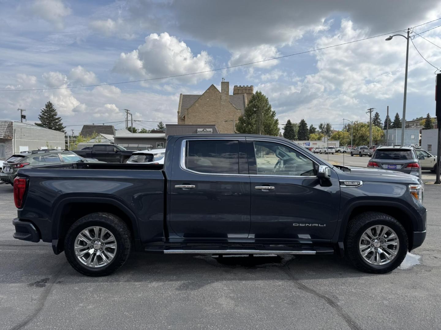 2021 Grey /Black GMC Sierra 1500 Denali Crew Cab 4WD (1GTU9FED7MZ) with an 5.3L V8 OHV 16V engine, 6A transmission, located at 116 5th Avenue South, Lewistown, MT, 59457, 47.063877, -109.427879 - his 2021 GMC Sierra Denali blends premium comfort with serious capability. With 4WD and powerful performance, it’s built to handle tough jobs, weekend towing, or just the daily drive in style. Inside, you’ll find a refined Denali interior with leather seating, advanced tech, and plenty of room f - Photo#1