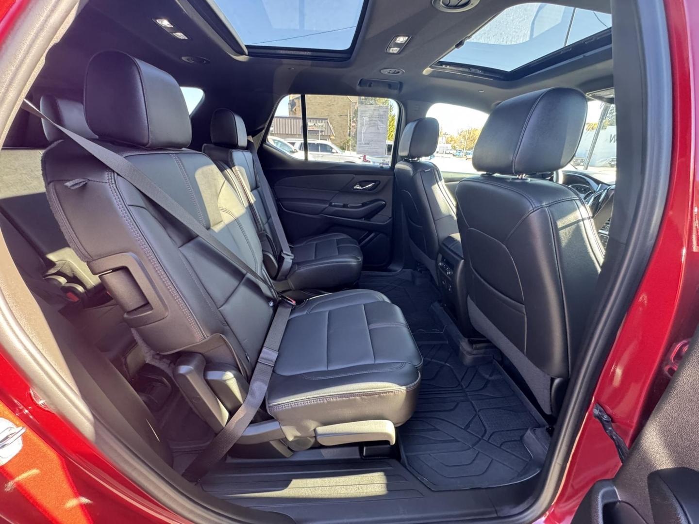 2023 Maroon /Black Chevrolet Traverse RS AWD (1GNEVJKW2PJ) with an 3.6L V6 DOHC 24V engine, 9A transmission, located at 116 5th Avenue South, Lewistown, MT, 59457, 47.063877, -109.427879 - Sporty, spacious, and ready for family adventures. This 2023 Traverse RS combines the comfort of a luxury SUV with the performance of a sport-tuned ride. Powered by a 3.6L V6 with All-Wheel Drive, it delivers confident handling in all weather. The RS trim adds a bold blacked-out exterior, 20-inch wh - Photo#8