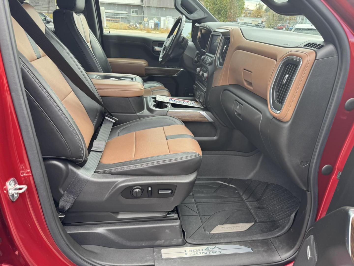 2021 Maroon /Black/Brown Chevrolet Silverado 1500 High Country Crew Cab Short Box 4WD (1GCUYHEL4MZ) with an 6.2L V8 OHV 16V engine, 6A transmission, located at 116 5th Avenue South, Lewistown, MT, 59457, 47.063877, -109.427879 - 2021 Chevrolet Silverado 1500 High Country 4WD – 6.2L Power, Clean and Loaded! Top of the line and built to impress, this 2021 Silverado High Country pairs luxury with serious muscle. Under the hood is the powerful 6.2L V8 — the most sought-after engine in the lineup — delivering strong towin - Photo#7