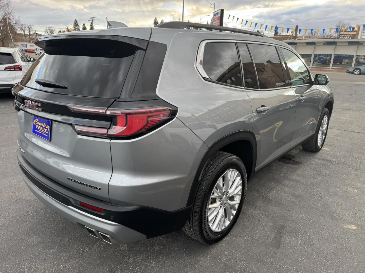 2024 Silver /Black GMC Acadia Elevation AWD (1GKENNKS0RJ) with an 2.5L L4 DOHC 16V engine, 9A transmission, located at 116 5th Avenue South, Lewistown, MT, 59457, 47.063877, -109.427879 - Just arrived — a 2024 GMC Acadia Elevation AWD, and it’s the right build. This one comes with the Elevation appearance package, a full leather interior, and the updated body style that looks sharp from every angle. You get confident AWD for winter, a smooth turbo powertrain, three-row seating, a - Photo#2