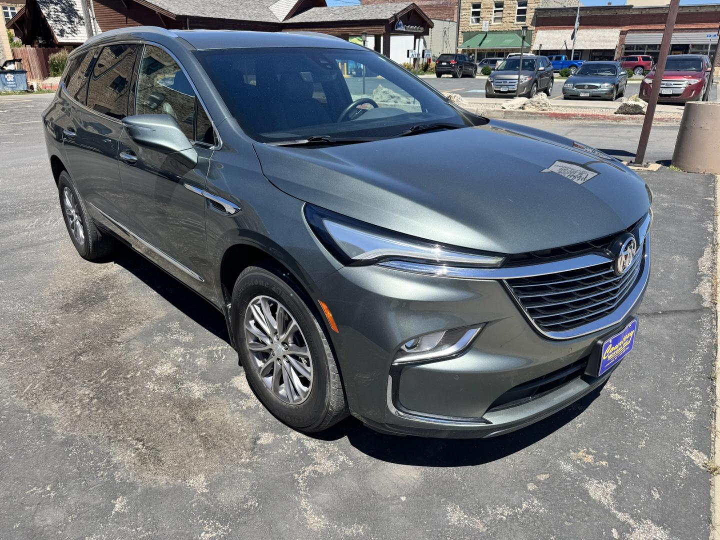 2022 Green /Grey Buick Enclave Premium AWD (5GAEVBKW6NJ) with an 3.6L V6 DOHC 24V engine, 9A transmission, located at 116 5th Avenue South, Lewistown, MT, 59457, 47.063877, -109.427879 - This 2022 Buick Enclave Premium AWD is the perfect mix of comfort, space, and confidence. Smooth-riding all-wheel drive makes it ideal year-round, while the Premium trim delivers the upscale feel Buick is known for. Leather seating, heated front seats, a power panoramic sunroof, and a quiet, refined- Photo#0