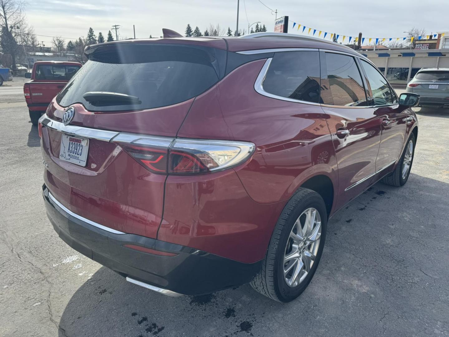 2024 Maroon /Grey Buick Enclave Premium AWD (5GAEVBKW2RJ) with an 3.6L V6 DOHC 24V engine, 9A transmission, located at 116 5th Avenue South, Lewistown, MT, 59457, 47.063877, -109.427879 - This 2024 Buick Enclave Premium AWD delivers a refined driving experience with the comfort, space, and confidence today’s SUV buyers want. Equipped with all-wheel drive, it offers excellent traction and stability for all seasons while maintaining a smooth, quiet ride. The Premium trim features a - Photo#2