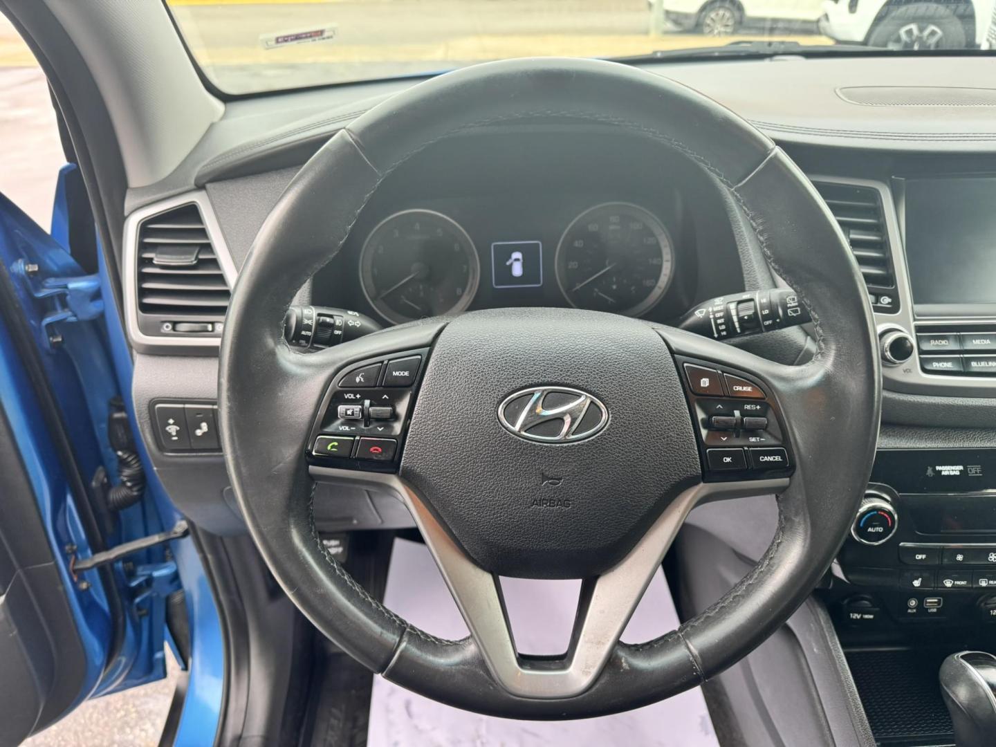 2017 Blue /Black Hyundai Tucson SE w/Preferred Package AWD (KM8J3CA43HU) with an 2.0L L4 DOHC 16V engine, 6A transmission, located at 116 5th Avenue South, Lewistown, MT, 59457, 47.063877, -109.427879 - Photo#12