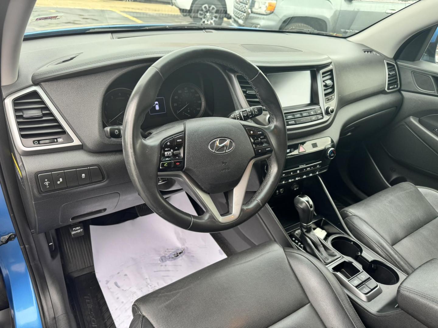 2017 Blue /Black Hyundai Tucson SE w/Preferred Package AWD (KM8J3CA43HU) with an 2.0L L4 DOHC 16V engine, 6A transmission, located at 116 5th Avenue South, Lewistown, MT, 59457, 47.063877, -109.427879 - Photo#13