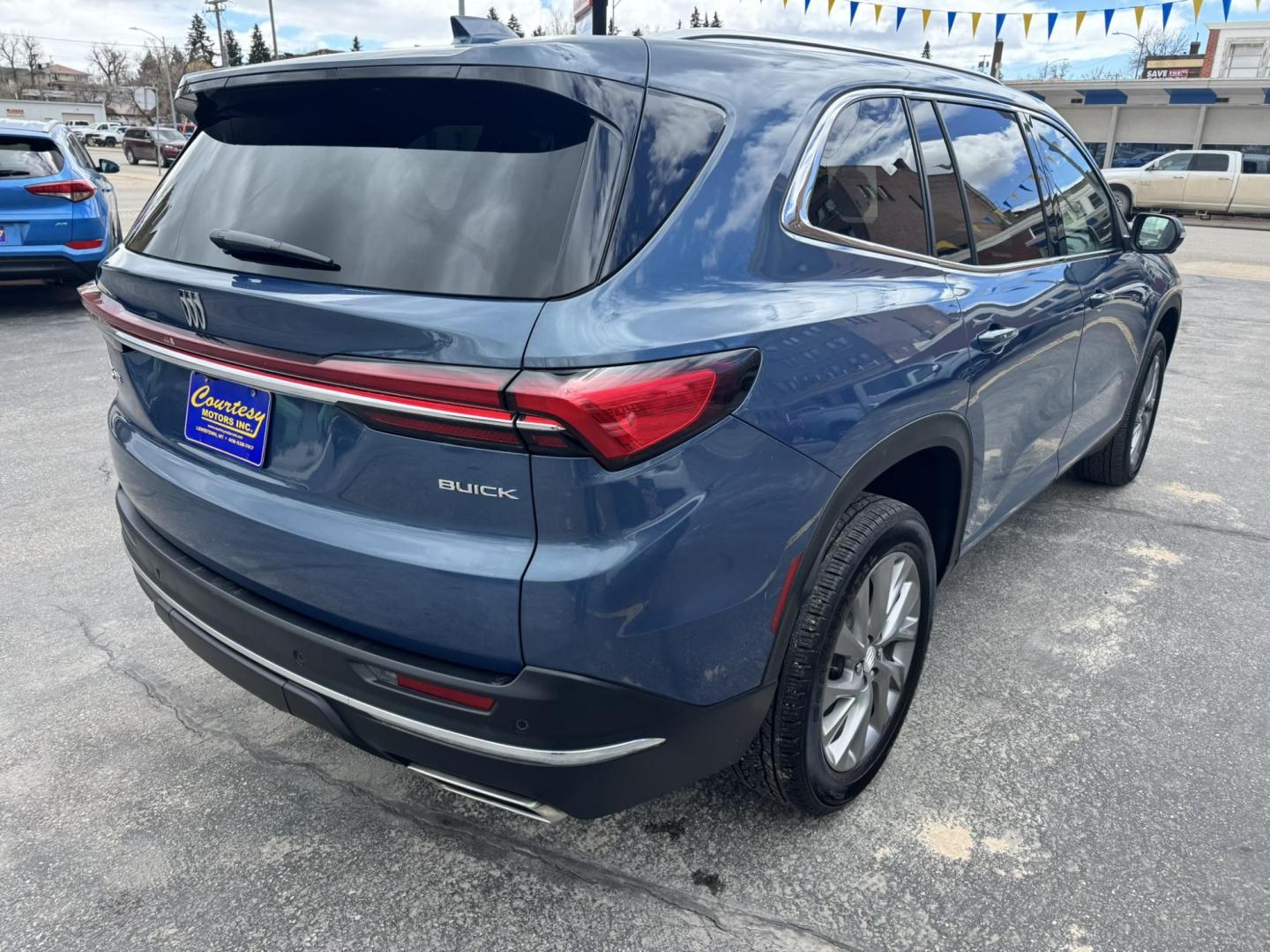 2025 Blue /Black Buick Enclave Preferred AWD (5GAEVARS7SJ) with an 2.5L L4 DOHC 16V TURBO engine, 9A transmission, located at 116 5th Avenue South, Lewistown, MT, 59457, 47.063877, -109.427879 - The completely redesigned 2025 Buick Enclave Preferred AWD delivers the perfect mix of space, comfort, and modern technology in a sleek, upscale package. Powered by a smooth and efficient turbocharged engine paired with a refined automatic transmission, this all-wheel-drive SUV is built to handle Mo - Photo#2