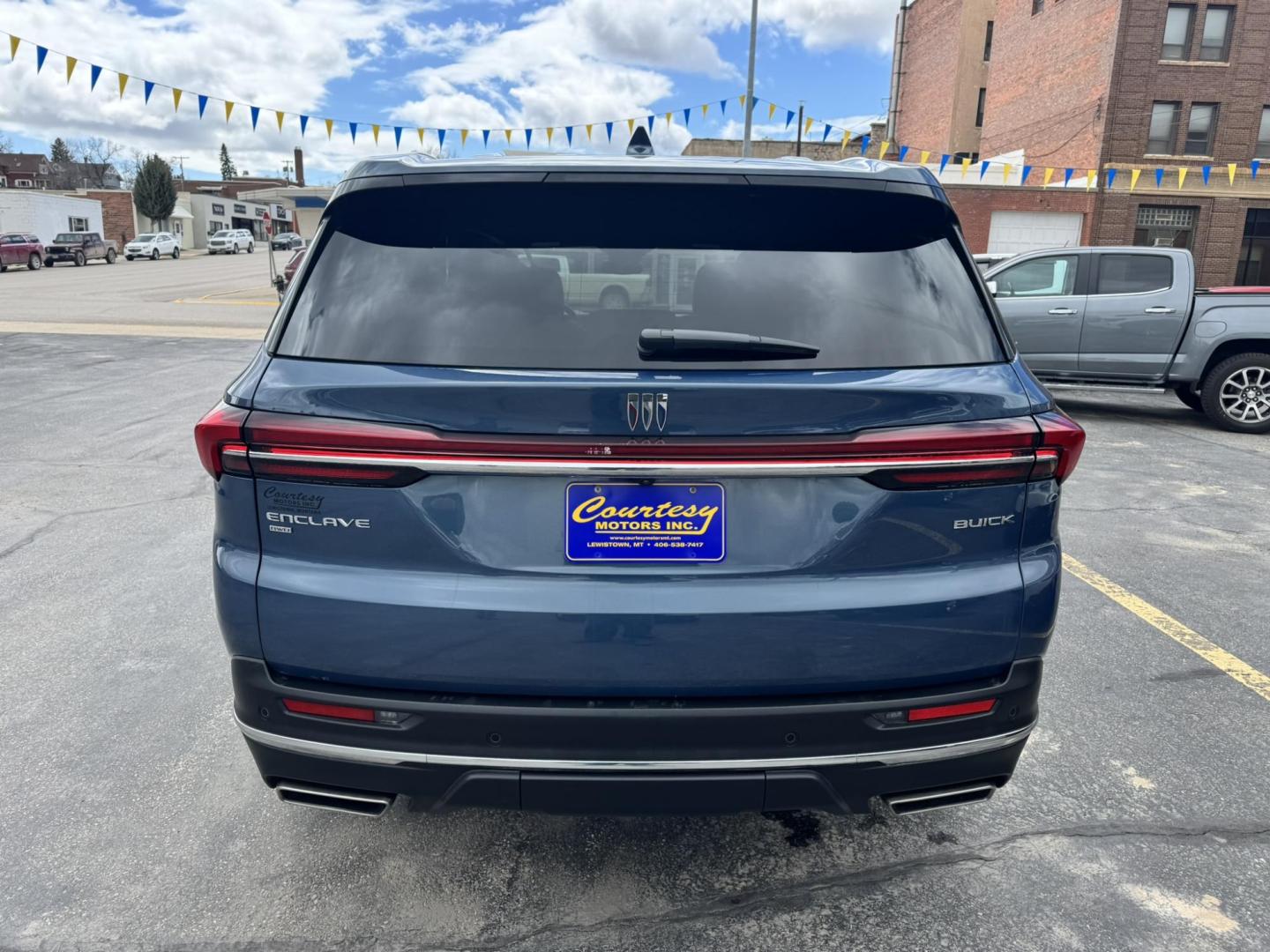 2025 Blue /Black Buick Enclave Preferred AWD (5GAEVARS7SJ) with an 2.5L L4 DOHC 16V TURBO engine, 9A transmission, located at 116 5th Avenue South, Lewistown, MT, 59457, 47.063877, -109.427879 - The completely redesigned 2025 Buick Enclave Preferred AWD delivers the perfect mix of space, comfort, and modern technology in a sleek, upscale package. Powered by a smooth and efficient turbocharged engine paired with a refined automatic transmission, this all-wheel-drive SUV is built to handle Mo - Photo#3