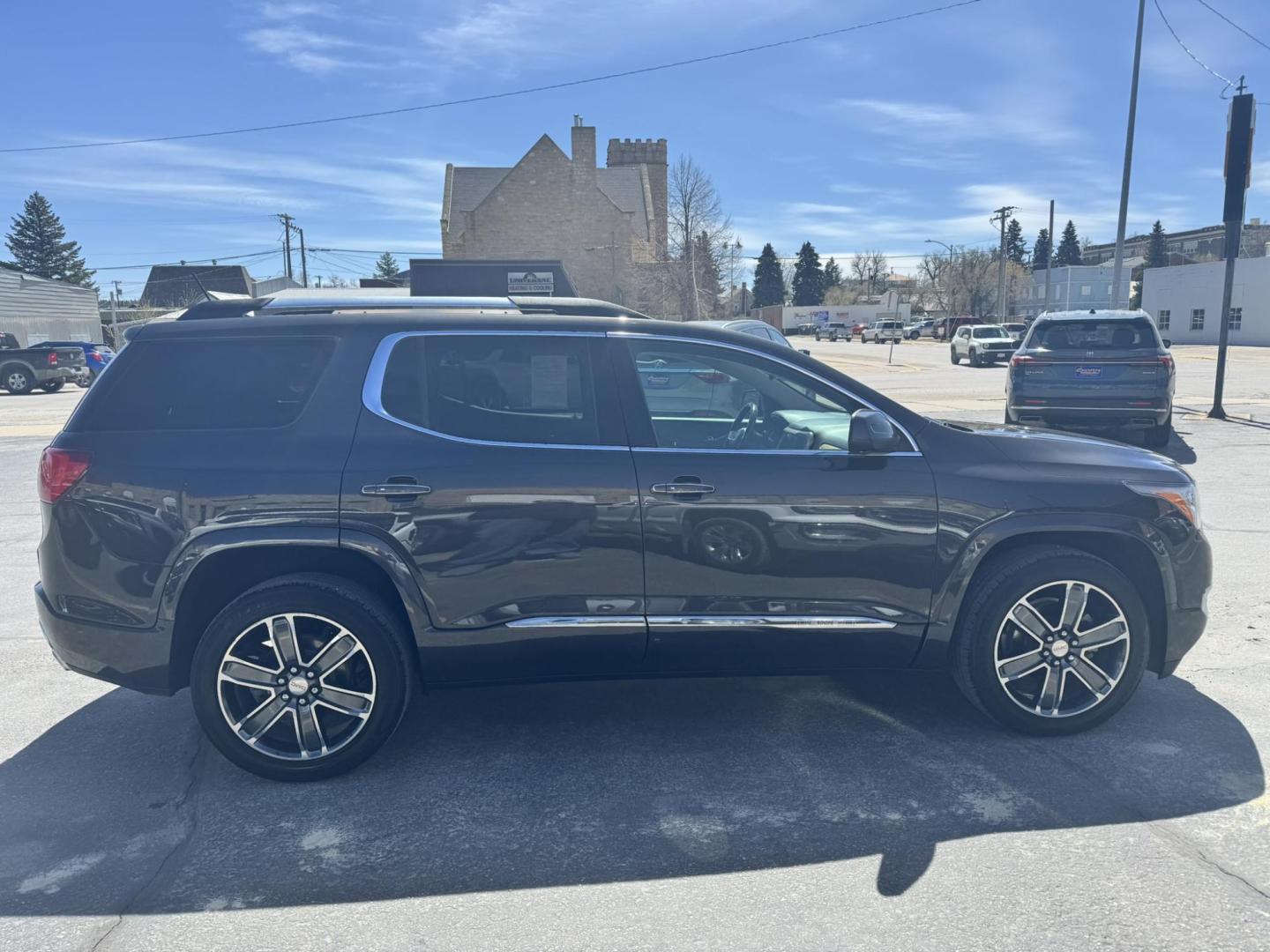 2018 Grey /Black GMC Acadia Denali AWD (1GKKNXLS5JZ) with an 3.6L V6 DOHC 24V engine, 6A transmission, located at 116 5th Avenue South, Lewistown, MT, 59457, 47.063877, -109.427879 - Step into refined capability with this 2018 GMC Acadia Denali AWD. Powered by a strong 3.6L V6 engine, this SUV delivers smooth performance and confident handling in all driving conditions. The Denali trim brings premium styling and top-tier features, making every drive comfortable and enjoyable. I - Photo#1