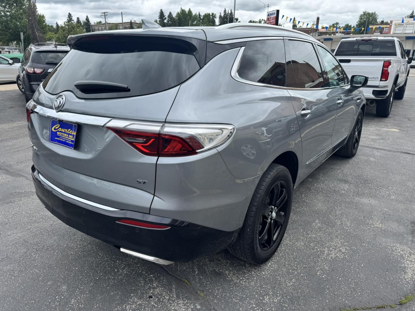 2023 Grey /Grey Buick Enclave Essence AWD (5GAEVAKW9PJ) with an 3.6L V6 DOHC 24V engine, 9A transmission, located at 116 5th Avenue South, Lewistown, MT, 59457, 47.063877, -109.427879 - Experience premium comfort, modern technology, and confidence in every season with this 2023 Buick Enclave Essence AWD. As a GM Lease Return, this Enclave has been well cared for and offers exceptional value on a like-new SUV. Designed with families in mind, the Enclave features three rows of spaci- Photo#2