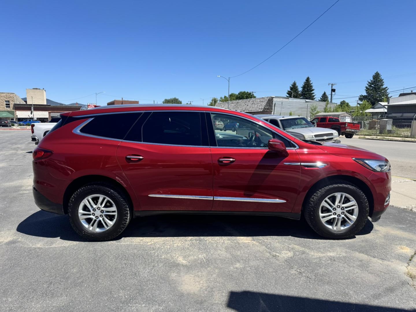 2019 Maroon /Tan Buick Enclave Essence AWD (5GAEVAKW8KJ) with an 3.6L V6 DOHC 24V engine, 9A transmission, located at 116 5th Avenue South, Lewistown, MT, 59457, 47.063877, -109.427879- Photo#2