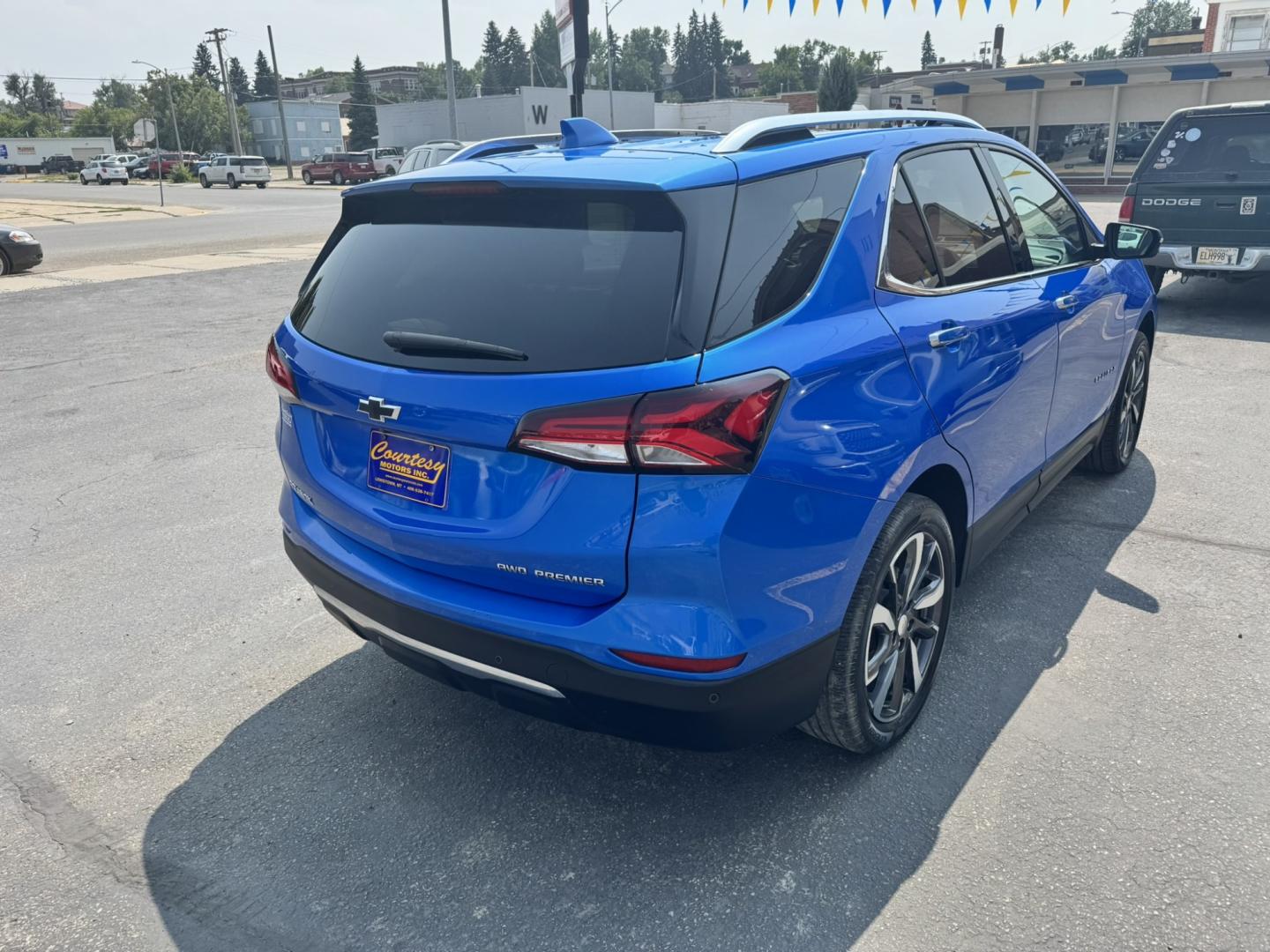 2024 Blue /Black Chevrolet Equinox Premier AWD (3GNAXXEG8RL) with an 1.5L L4 DOHC 16V TURBO engine, 6A transmission, located at 116 5th Avenue South, Lewistown, MT, 59457, 47.063877, -109.427879 - Looking for a like-new SUV with all the latest technology, premium comfort, and all-weather confidence? This 2024 Chevrolet Equinox Premier AWD checks all the boxes! Powered by a fuel-efficient 1.5L turbocharged engine and equipped with All-Wheel Drive, this Equinox delivers a smooth, confident rid- Photo#2