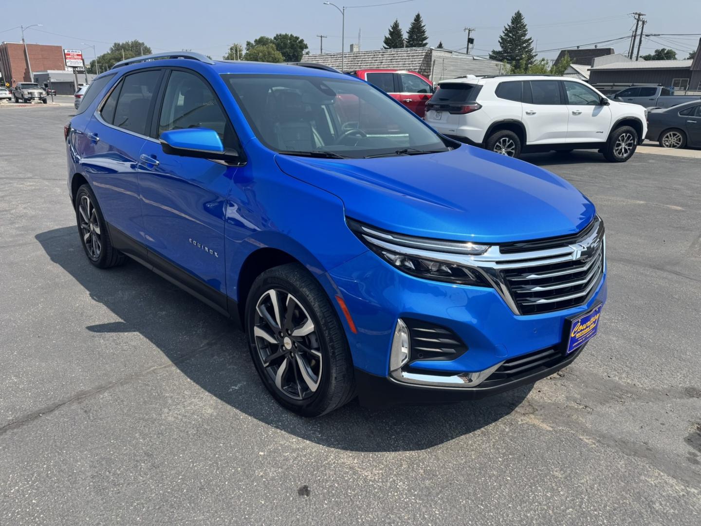 2024 Blue /Black Chevrolet Equinox Premier AWD (3GNAXXEG8RL) with an 1.5L L4 DOHC 16V TURBO engine, 6A transmission, located at 116 5th Avenue South, Lewistown, MT, 59457, 47.063877, -109.427879 - Looking for a like-new SUV with all the latest technology, premium comfort, and all-weather confidence? This 2024 Chevrolet Equinox Premier AWD checks all the boxes! Powered by a fuel-efficient 1.5L turbocharged engine and equipped with All-Wheel Drive, this Equinox delivers a smooth, confident rid- Photo#0